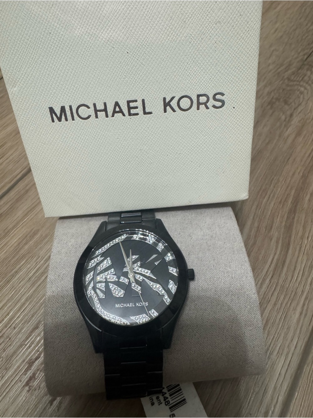 Michael Kors Black Men’s Crystal-Accented Pattern Watch